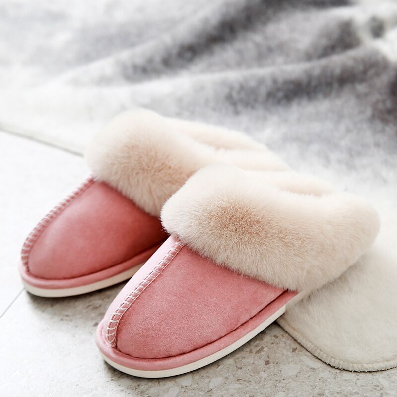 Plush warm Home flat slippers lightweight soft comfortable winter slippers women & cotton shoes Indoor plush slippers
