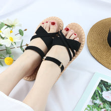Load image into Gallery viewer, Sandals Beach Shoes Slippers For Ladies Bohemia Gladiator Solid Fashion Outdoor Flat Sandals
