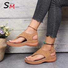Load image into Gallery viewer, Summer Oxford Women Sandals Flats Slippers Pu Leather Flip Flops Belt Buckle Female Shoes 2022 New Rome Fashion Women Slides
