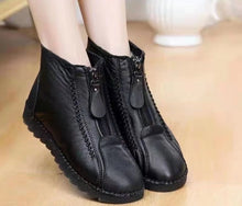 Load image into Gallery viewer, Women Boots Fashion Warm Mother  Boots Flat-Bottom Comfortable Short Bare Boots Creative Front Zipper Closure
